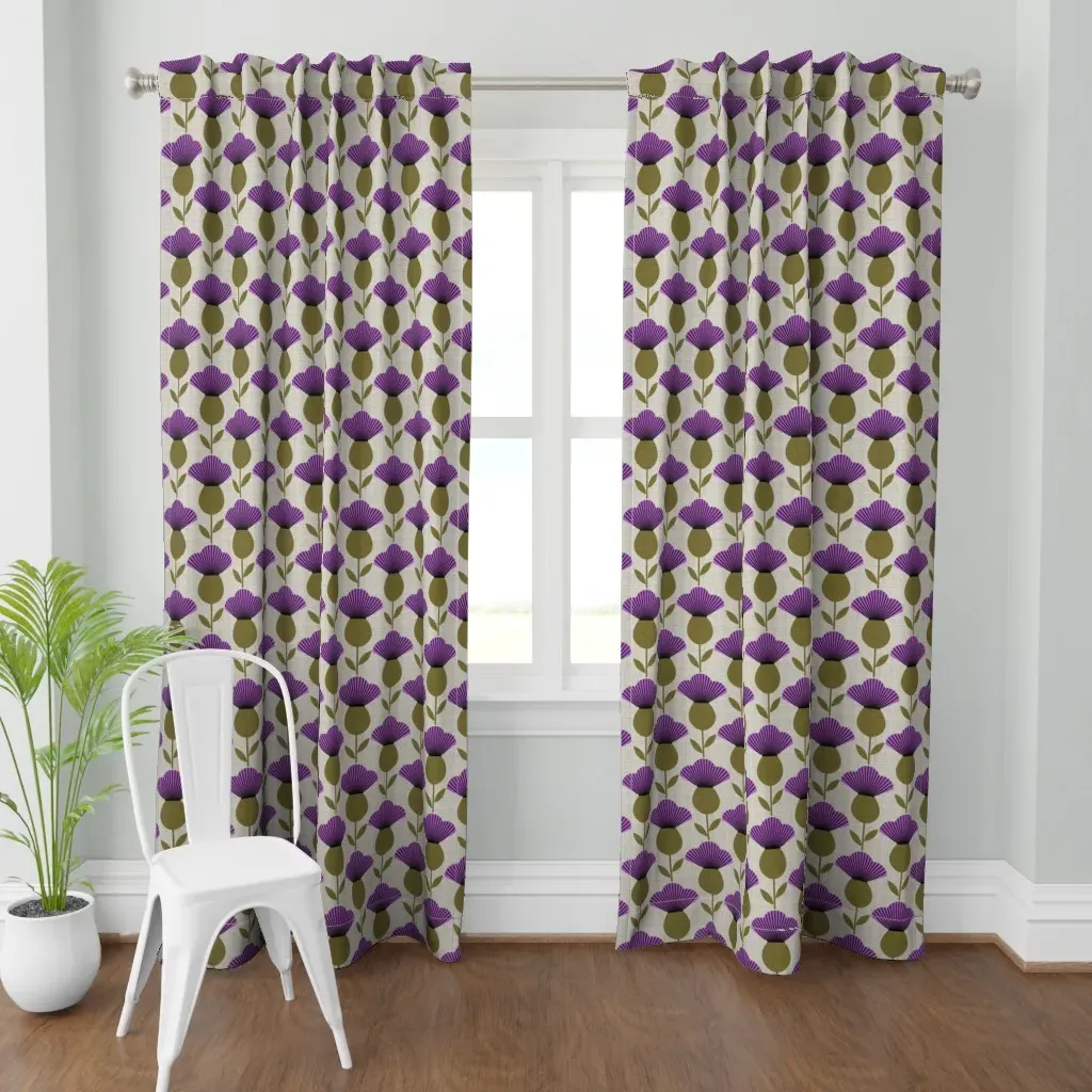 Knapweed Mid Century Curtain Panel - Purple product
