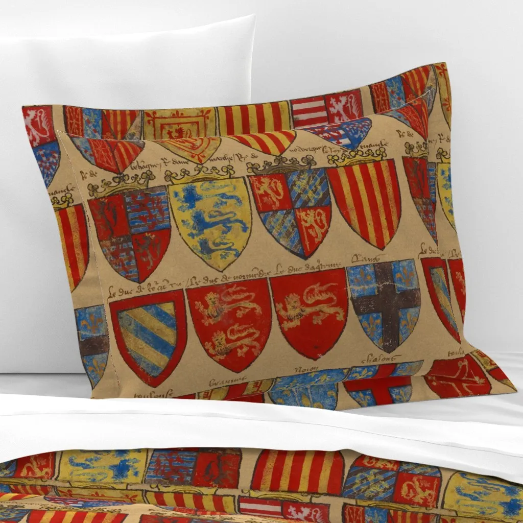Knights Of The Round Table Standard Flanged Pillowcase - Red, Cotton Sateen product
