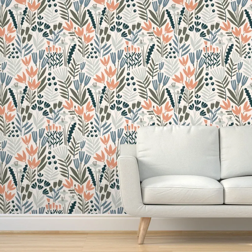 Knox Cascade and Rosemary Peel and Stick Wallpaper - Coral Pink product