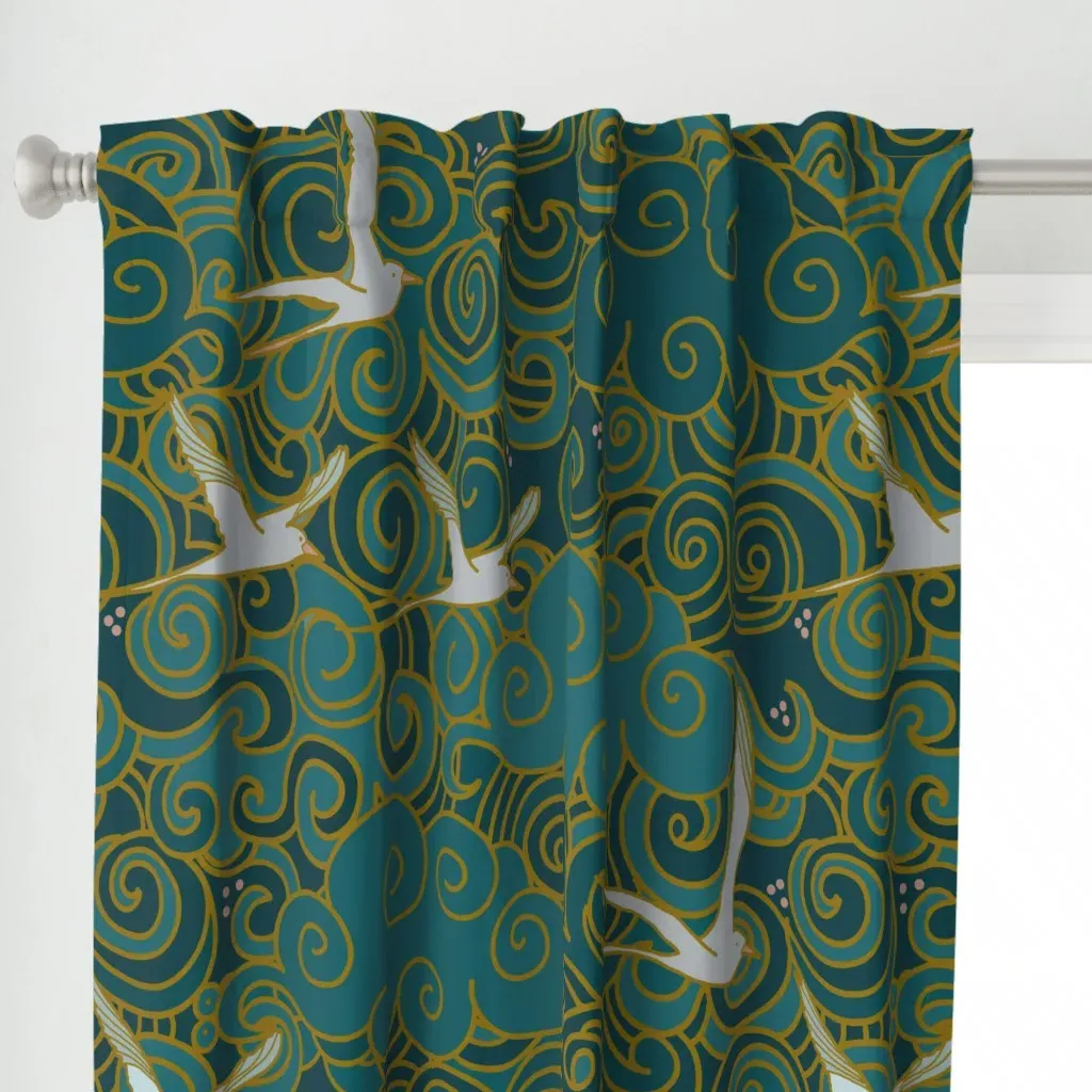 Koa'E Kea On The Trade Curtain Panel - Teal alternate view