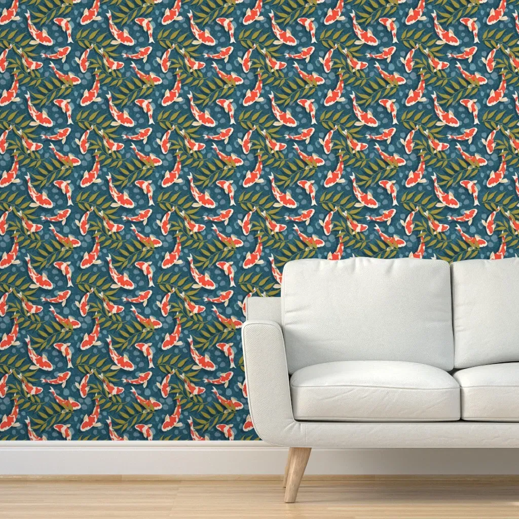 Koi Pond Peel and Stick Wallpaper - Red product