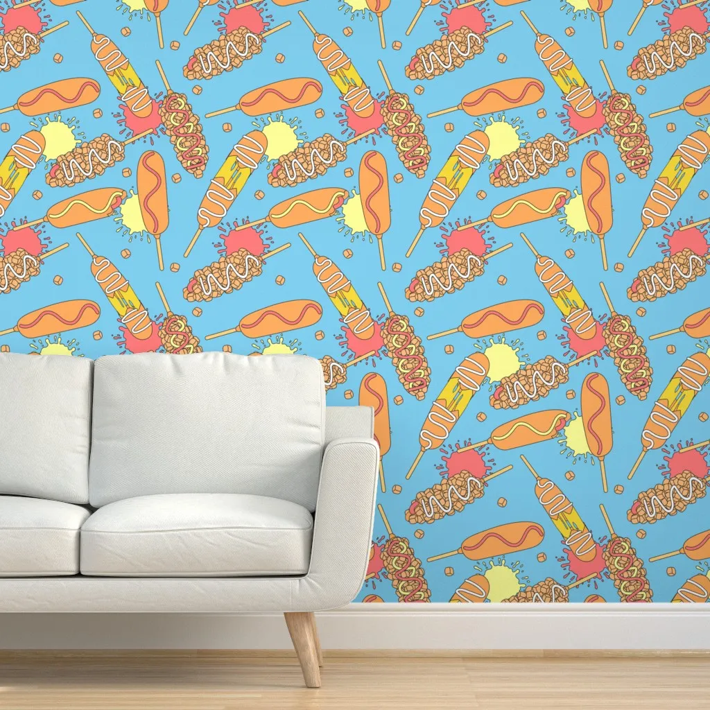 Korean Corn Dogs Peel and Stick Wallpaper - Orange product