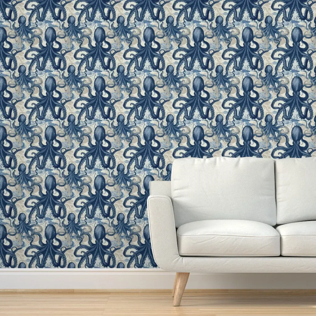 Kraken's Nautical 2x12ft Peel and Stick Wallpaper - Blue product