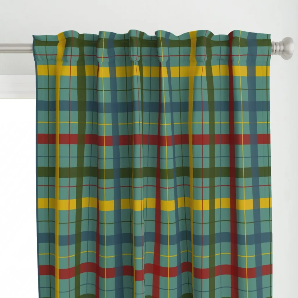 Krampus Plaid Curtain Panel - Teal alternate view