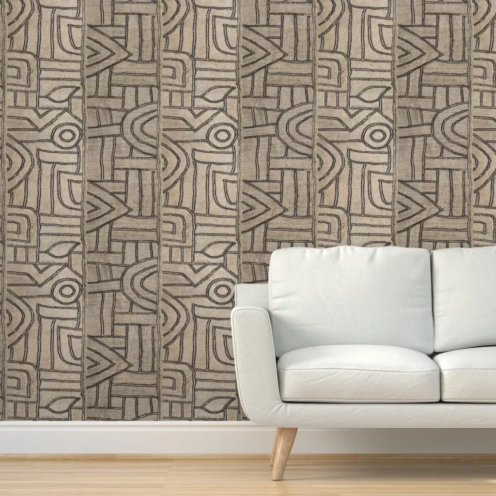Kuba Cloth Geometric Peel and Stick Wallpaper - Beige product