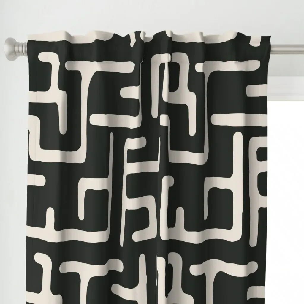 Kuba In Black Curtain Panel - Beige alternate view