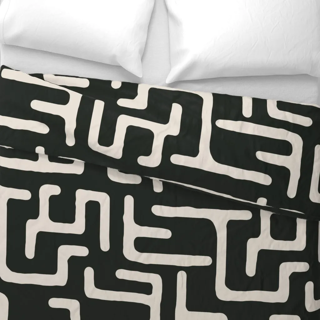 Kuba In Black Duvet Cover - Beige alternate view