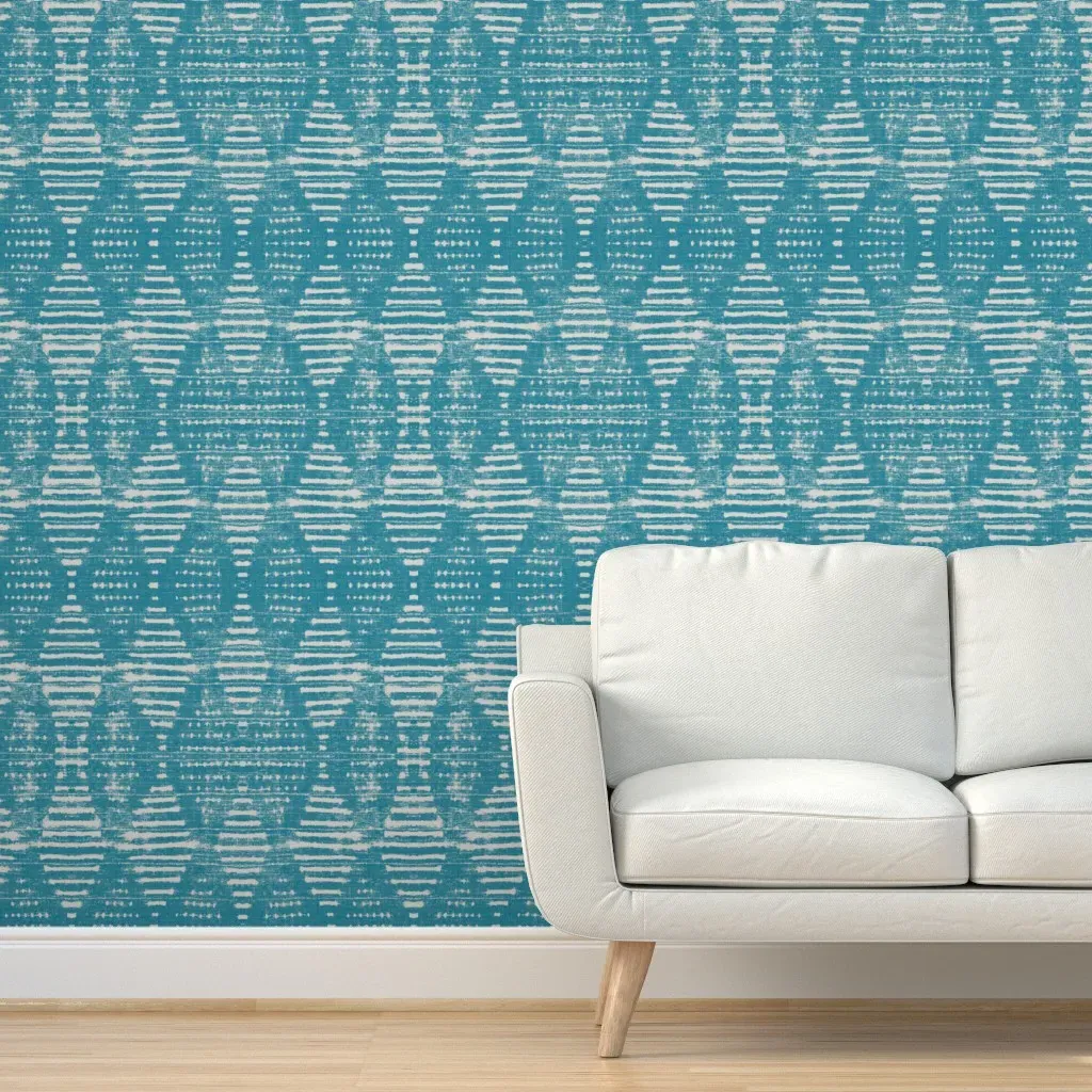 Kufi Denim Peel and Stick Wallpaper - Teal product