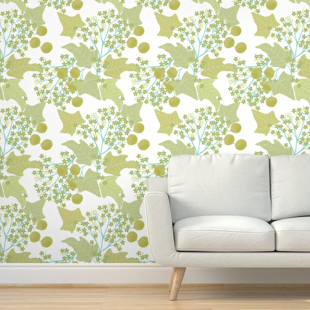 Kukui Nut Tree Peel and Stick Wallpaper - Light Green product
