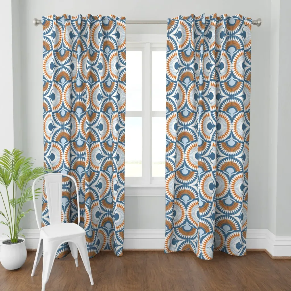 L Art Deco Boho Retro Curtain Panel - Orange product