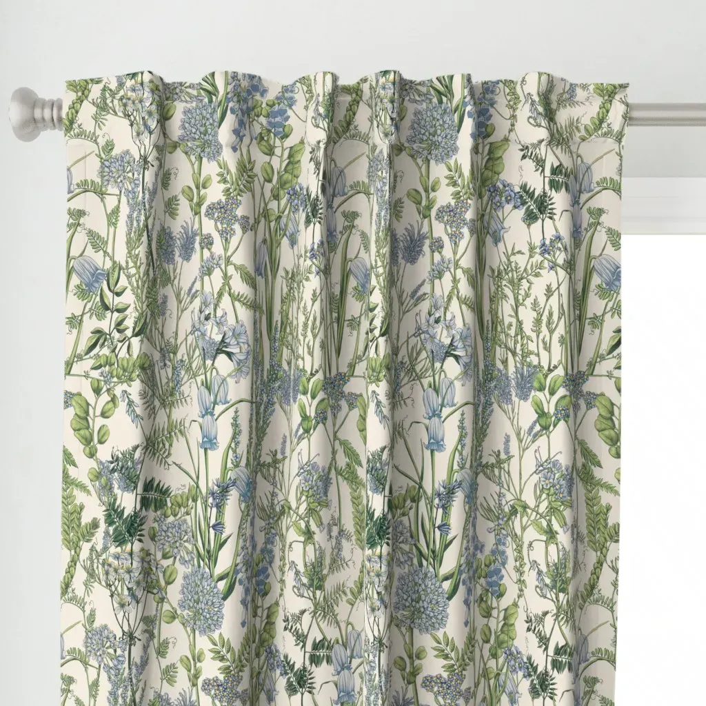 L Blue Wildflowers Curtain Panel alternate view