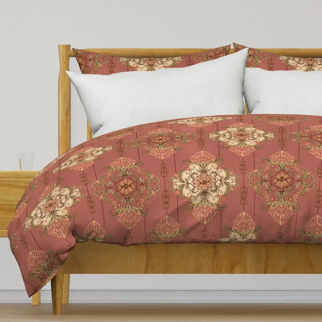 L Blush Pink Vintage Botanical Duvet Cover - Dusty Rose product