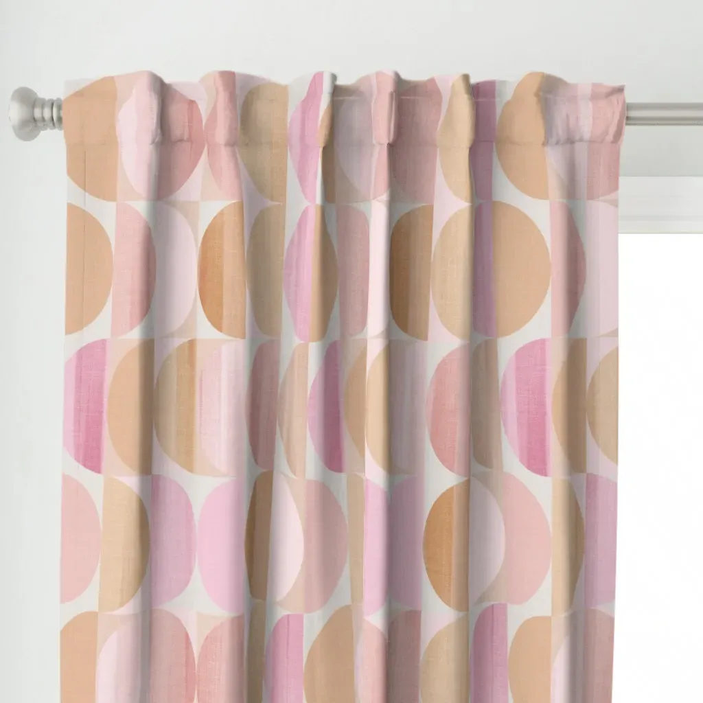 L Mid Mod Abstract Geo Curtain Panel - Blush Pink alternate view