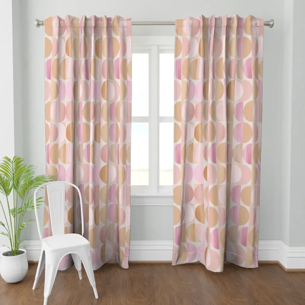 L Mid Mod Abstract Geo Curtain Panel - Blush Pink product