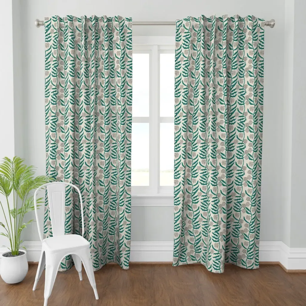 La Ville Vine Curtain Panel - Teal, Linen product
