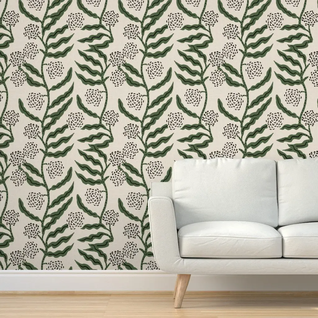 La Ville Vine Linen Peel and Stick Wallpaper - Sage Green product