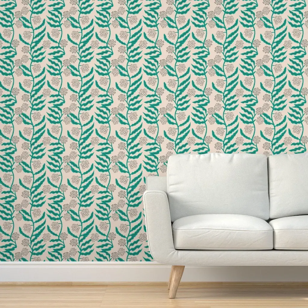 La Ville Vine Peel and Stick Wallpaper - Mint Blush product