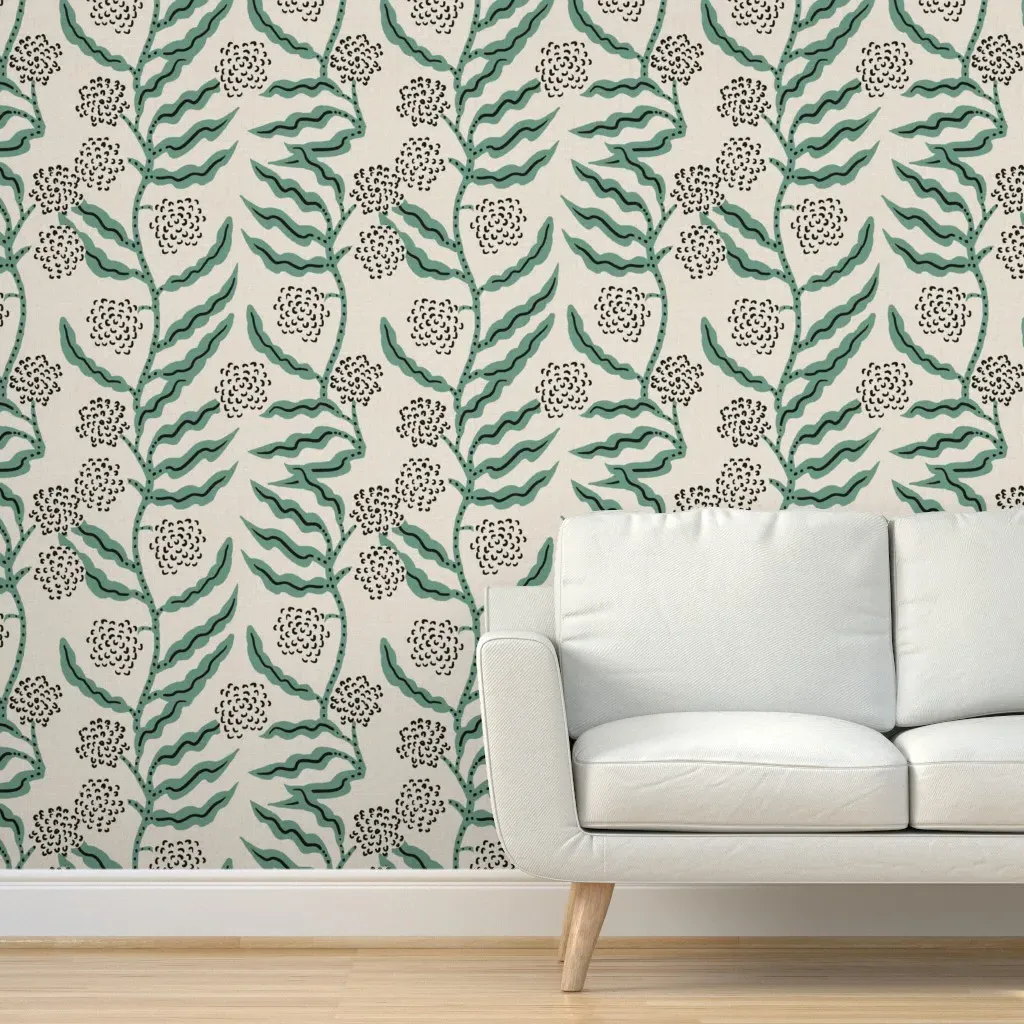 La Ville Vine Peel and Stick Wallpaper - Sage Green, Linen product