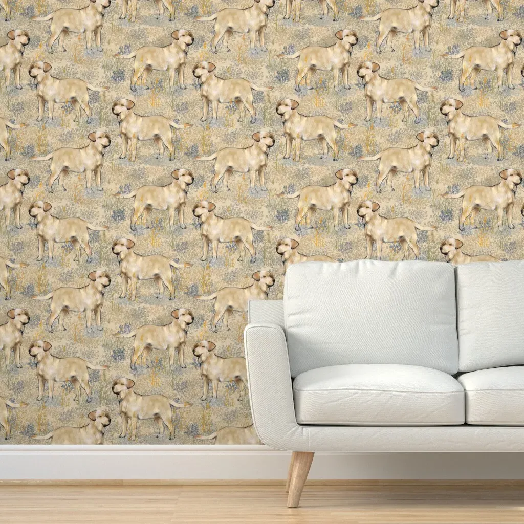 Labrador Retriever Bluegray Brush Peel and Stick Wallpaper - Beige product