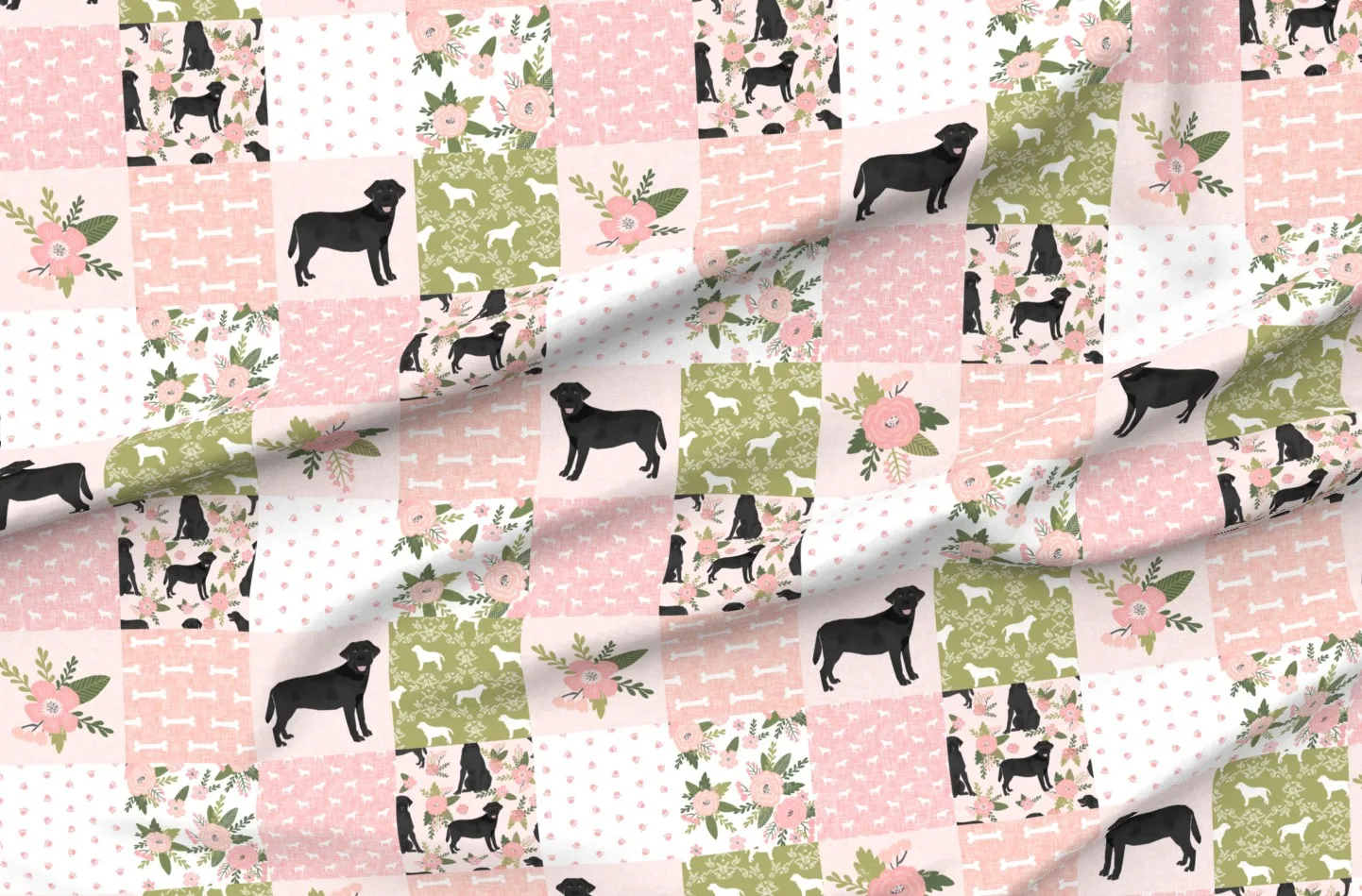 Labrador Retriever Cheater Pet Quilt Fabric - Black product