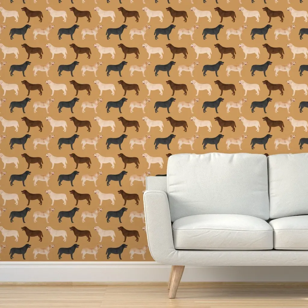 Labrador Retrievers Dogs Peel and Stick Wallpaper - Mustard Yellow product