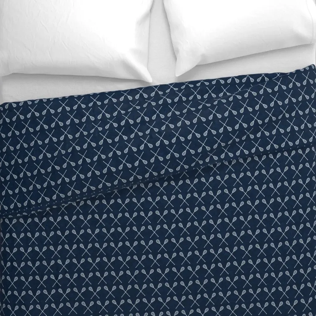 Lacrosse Crossed Sticks Duvet Cover - Navy, White alternate view