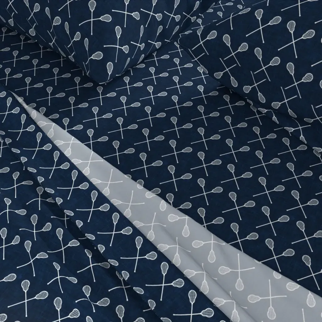 Lacrosse Crossed Sticks Full Sheet Set - Navy, White alternate view