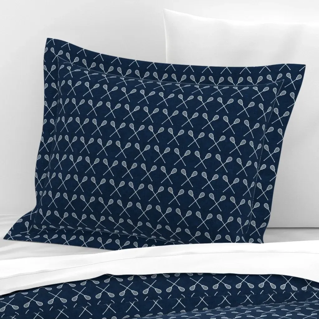 Lacrosse Crossed Sticks Standard Flanged Cushion - Navy, Cotton Sateen product