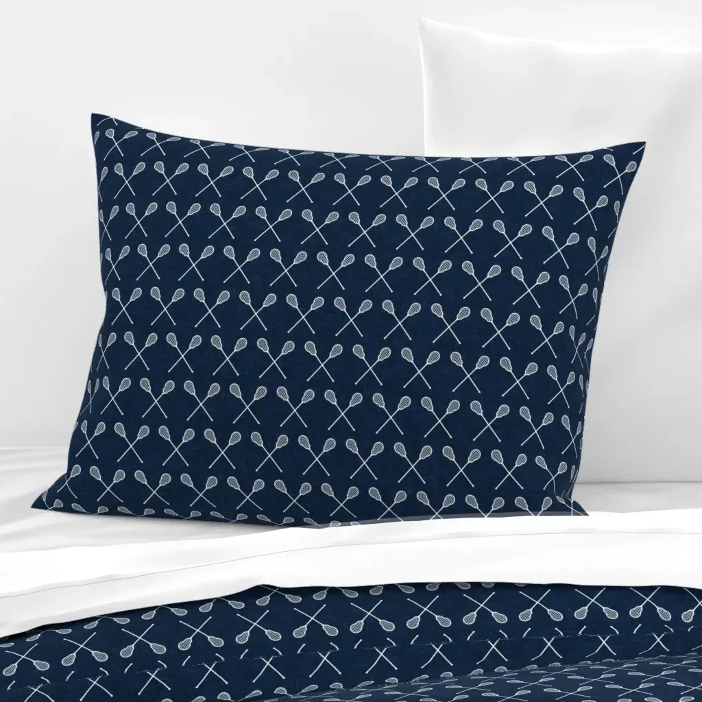 Lacrosse Crossed Sticks Standard Knife Edge Pillow - Navy, Cotton Sateen product