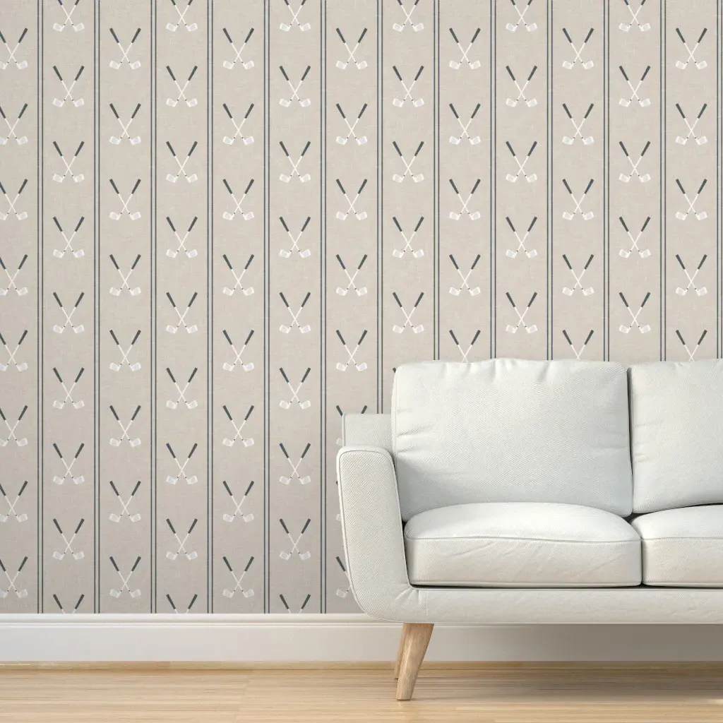 Lad24 Golf Clubs Stripes Peel and Stick Wallpaper - Beige product