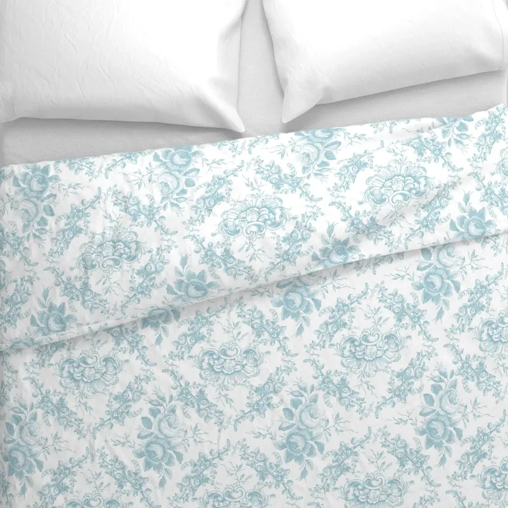 Lady Mary's Roses Mint Floral Duvet Cover - Light Blue alternate view