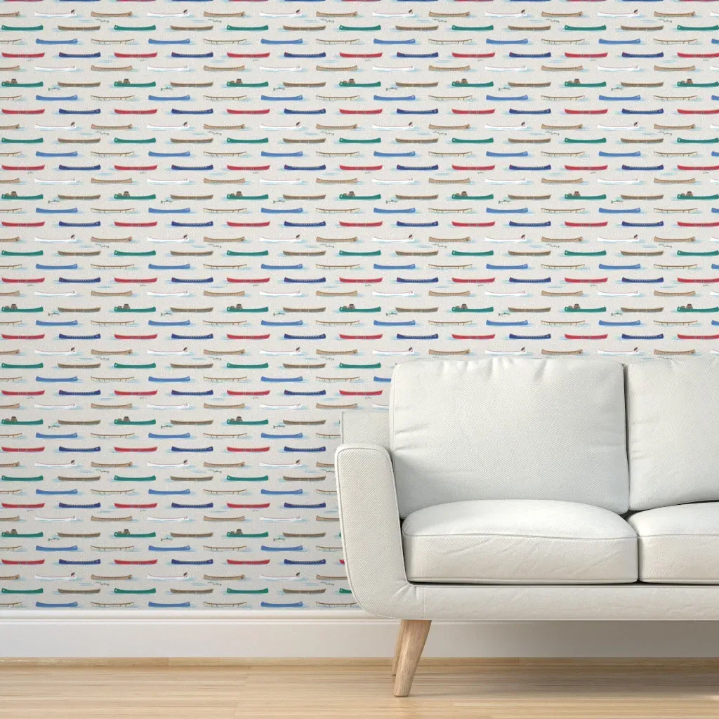 Lake Canoe Daytime Peel and Stick Wallpaper - Beige product