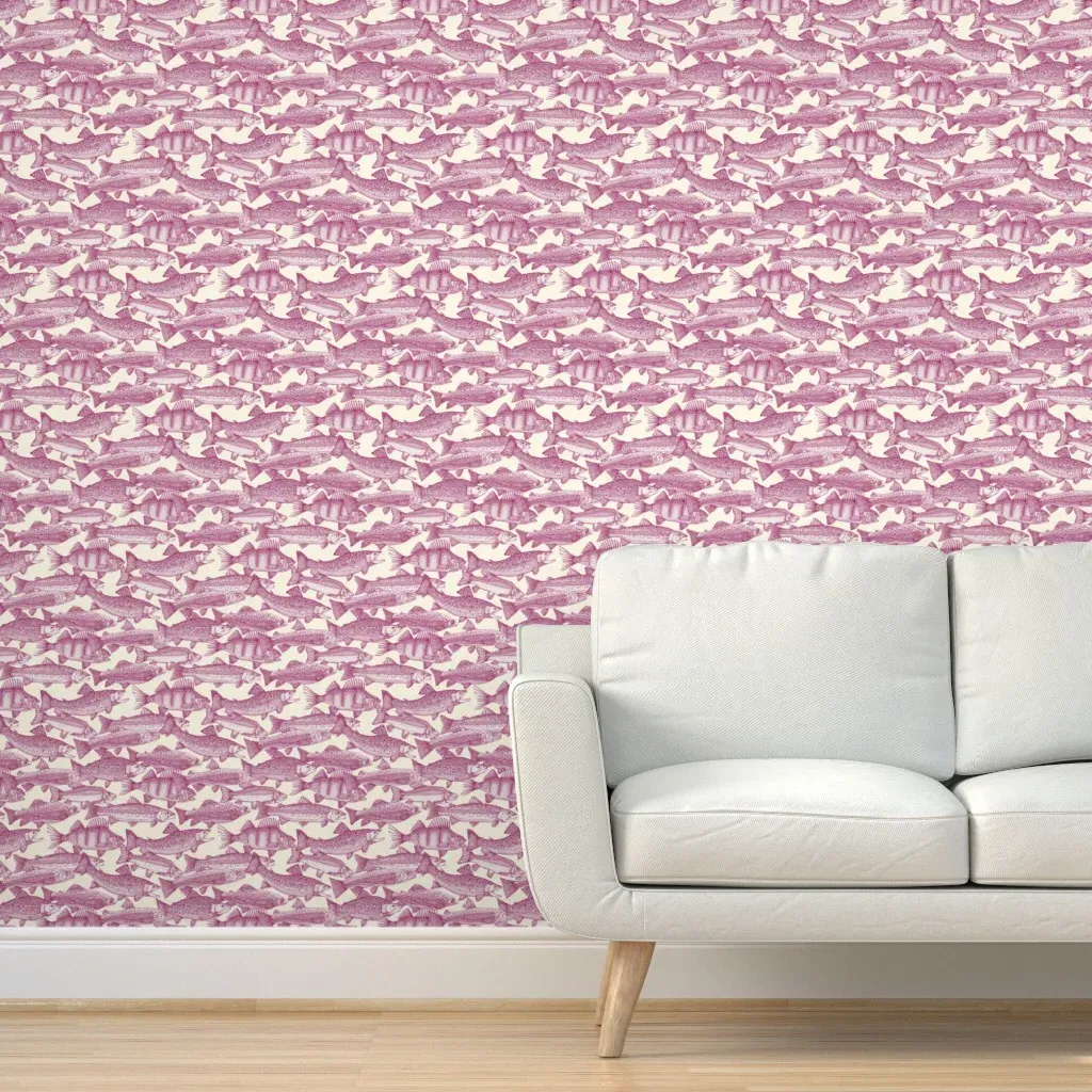 Lake Fish Nz Cherry Pearl Peel and Stick Wallpaper - Pink product