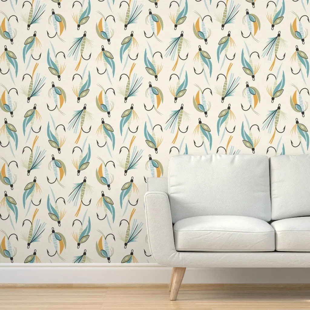 Lake Flies Peel and Stick Wallpaper - Teal product