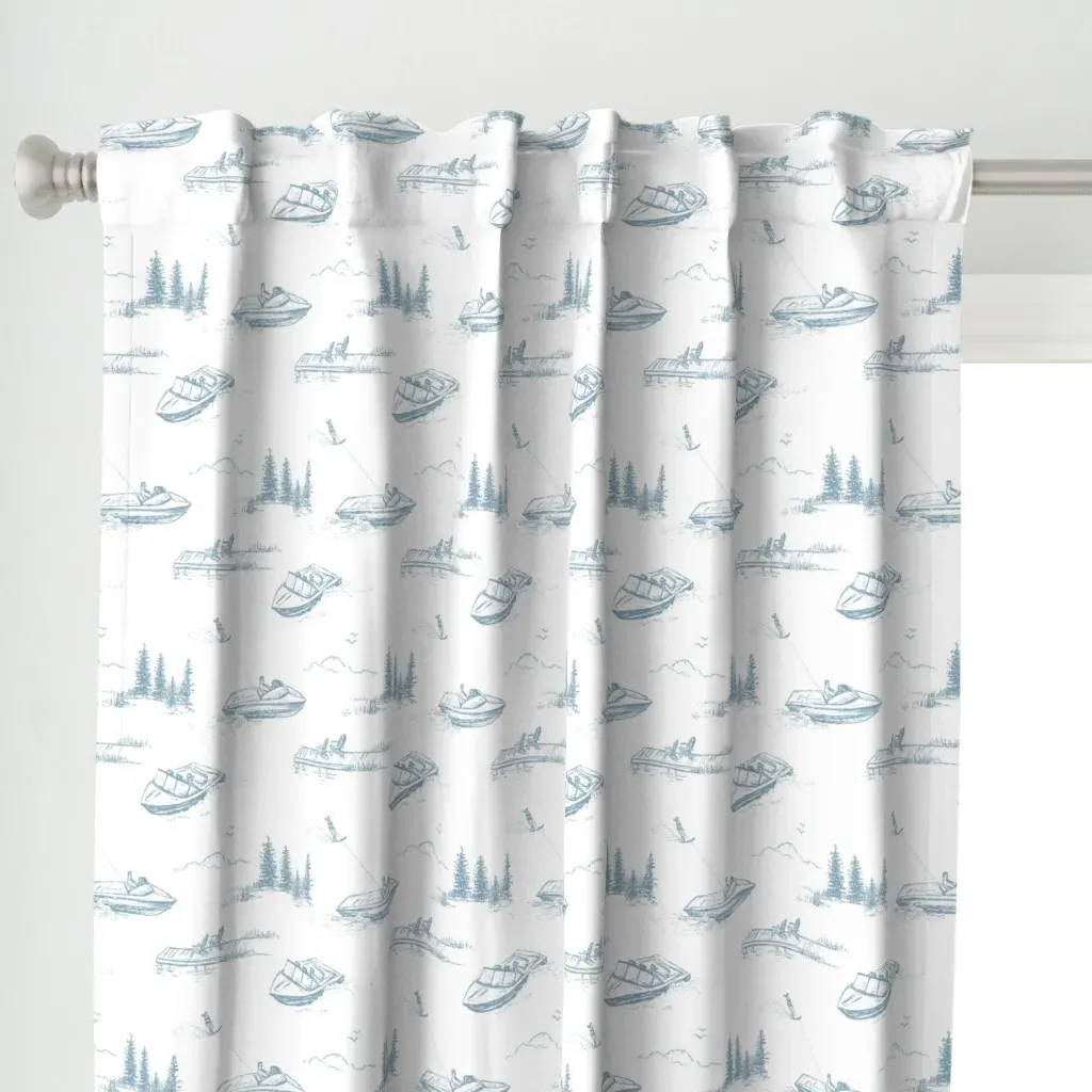 Lake House Wallpaper Curtain Panel - Light Blue alternate view