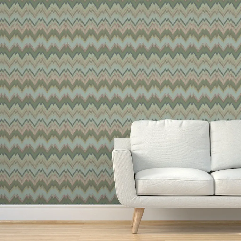 Lake Ikat Chevron Peel and Stick Wallpaper - Dusty Blue product