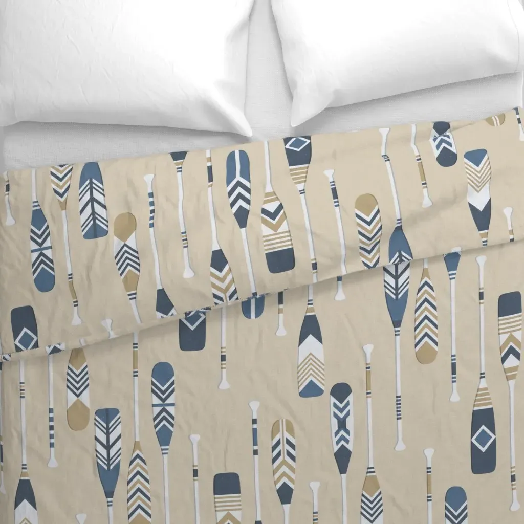 Lake Island Canoe Paddles Duvet Cover - Beige alternate view