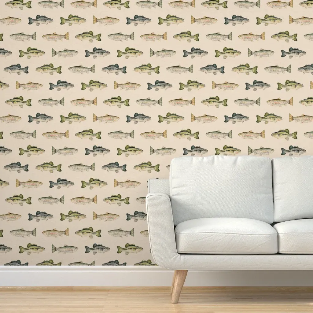 Lake Life Fish Peel and Stick Wallpaper - Beige product