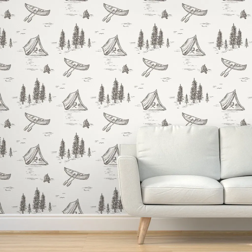 Lake Life Peel and Stick Wallpaper - Brown, Ivory product