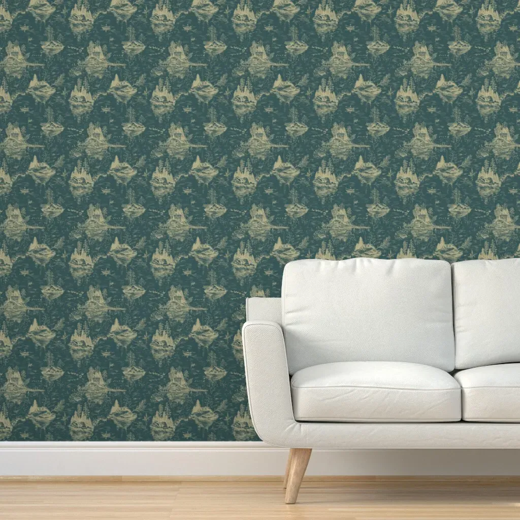 Lake Life Toile Peel and Stick Wallpaper - Teal product