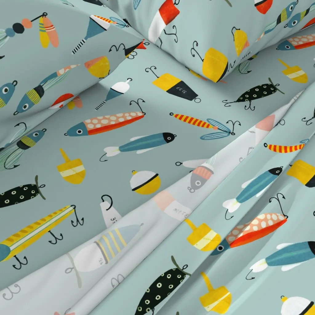 Lake Lures Full Sheet Set - Light Teal alternate view