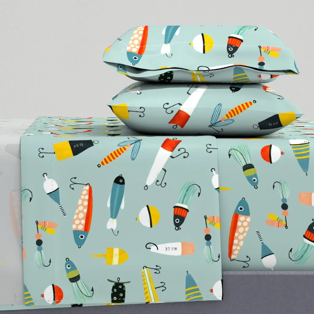 Lake Lures Full Sheet Set - Light Teal product