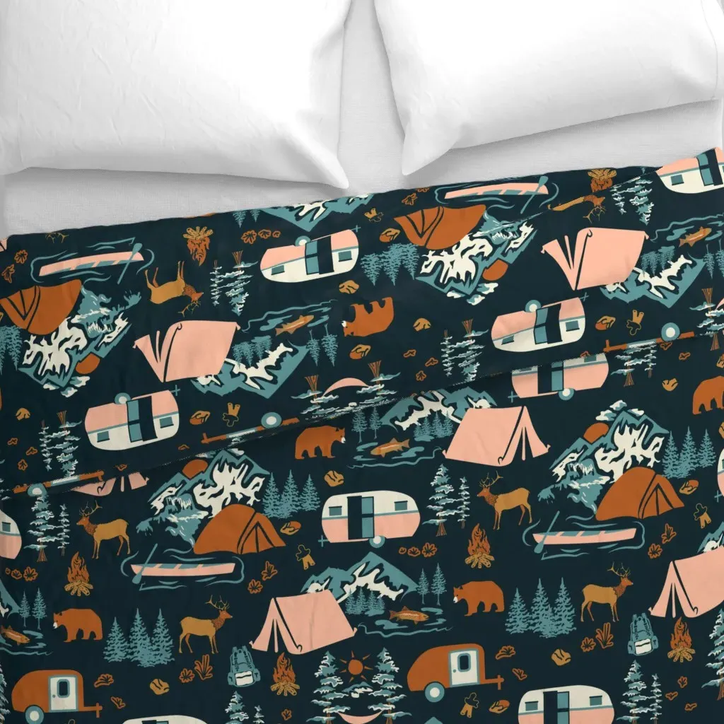 Lake Story Rockies Adventure Duvet Cover - Teal alternate view
