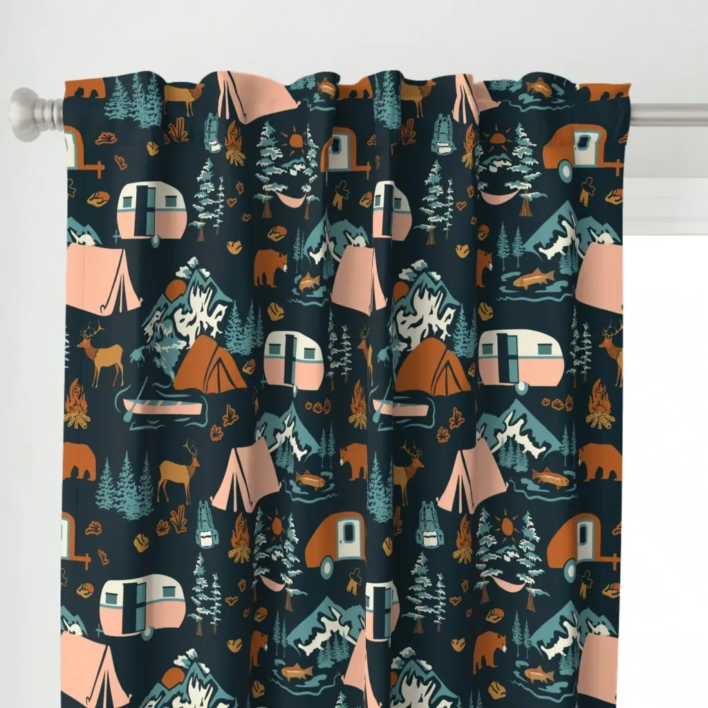 Lake Story Rockies Curtain Panel - Teal alternate view