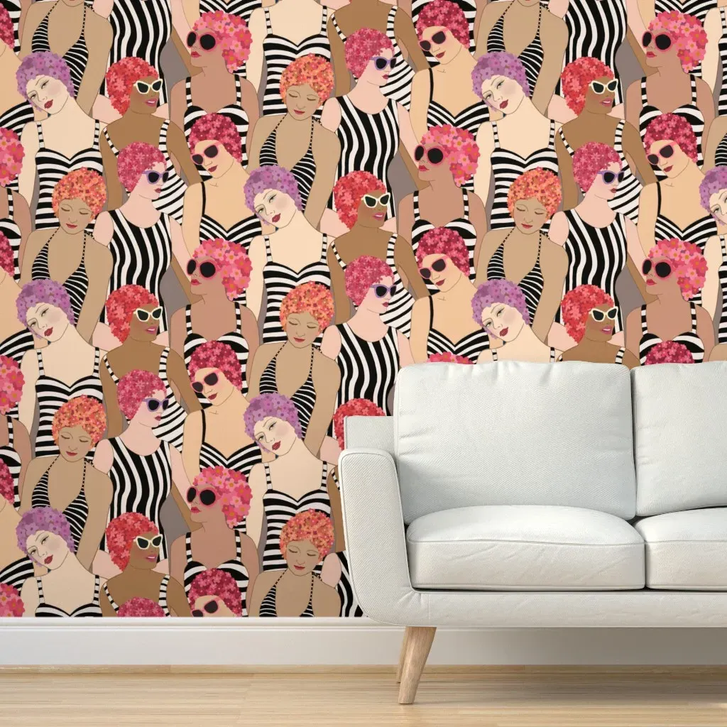 Lake Willow Swim Club Peel and Stick Wallpaper - Rose product
