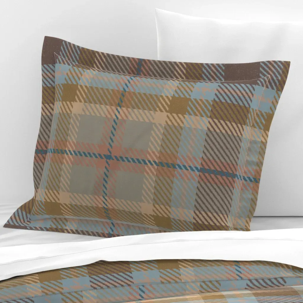 Lakehouse Cabin Plaid Standard Flanged Cushion Cover - Taupe, Cotton Sateen product