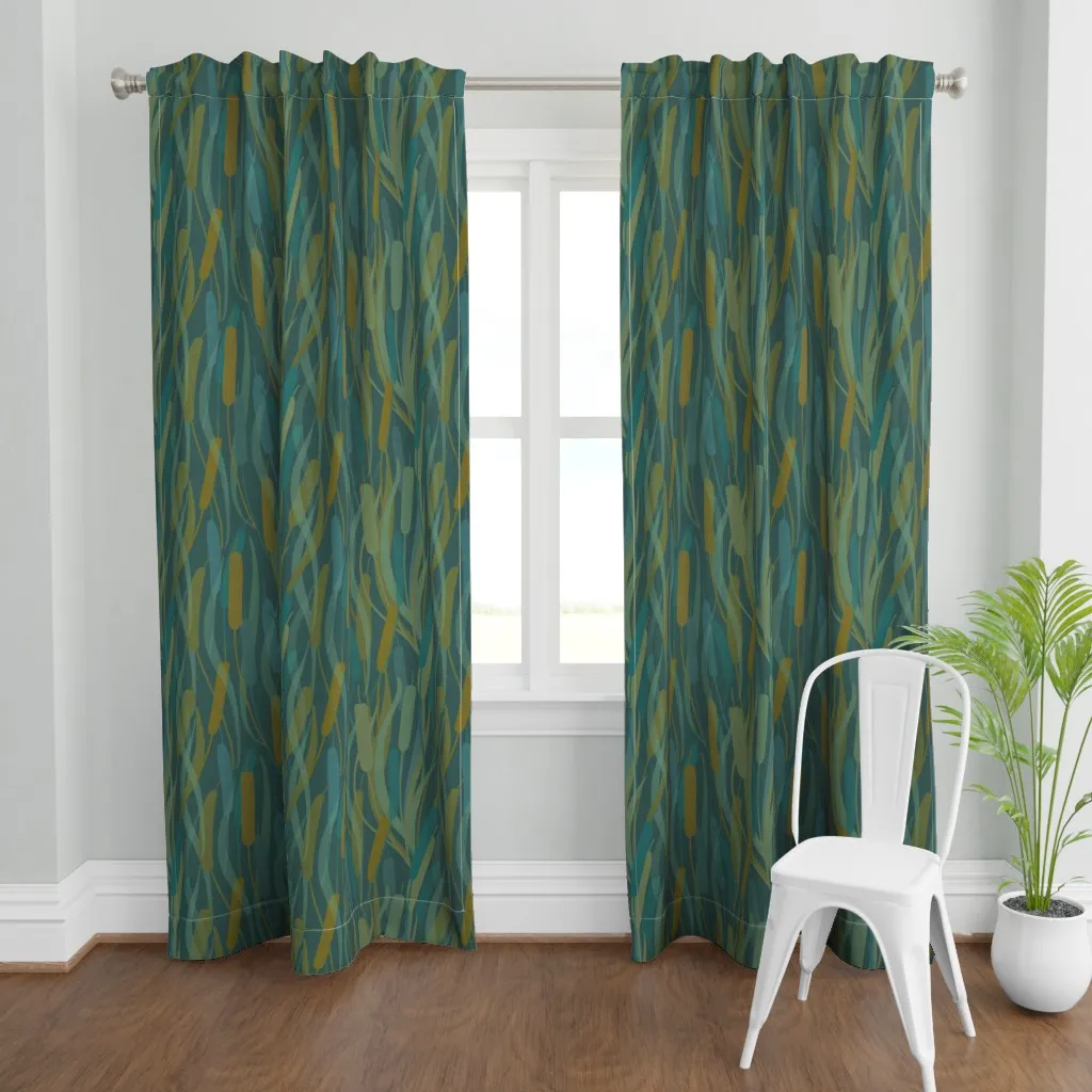 Lakeside Cattails Curtain Panel - Teal product