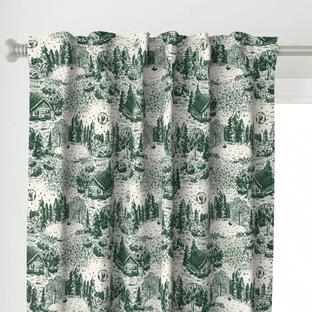 Lakeside Vacation Cabin Curtain Panel - Forest Green alternate view