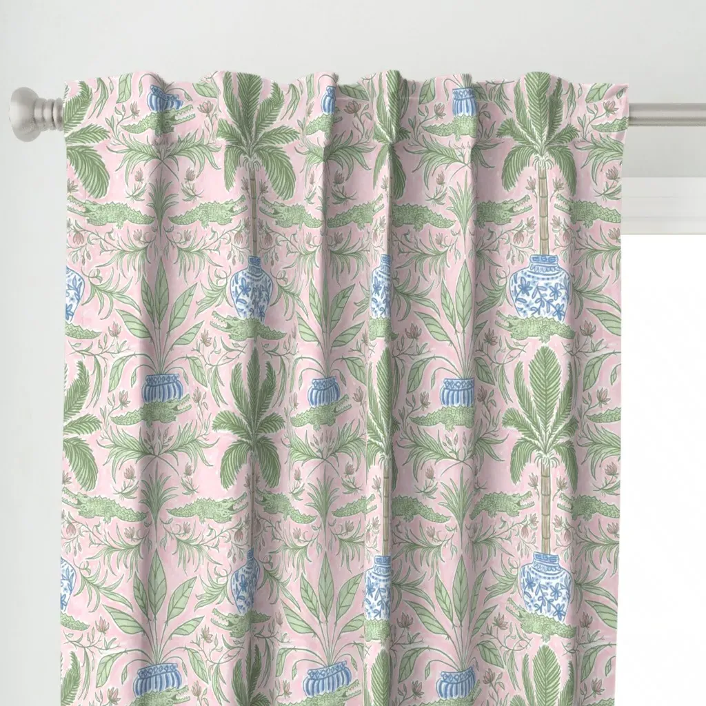 Lana Crocodile Palm Curtain Panel - Green alternate view