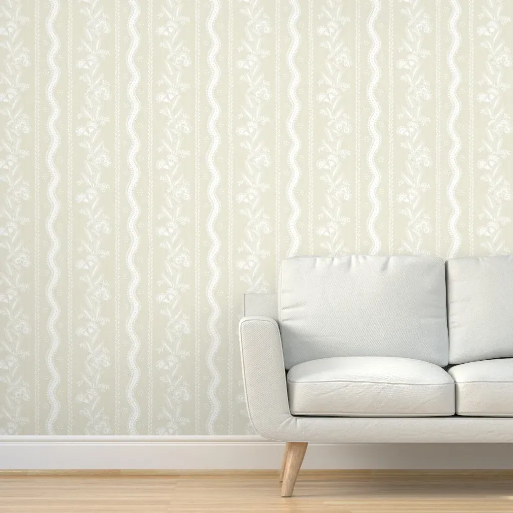 Lancaster Whitewash Emma Stripe Peel and Stick Wallpaper - White product